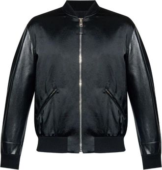 Givenchy Bomberjack van leer en satijn - Heren - Bomber jackets - Zwart - M - Leer - Jassen