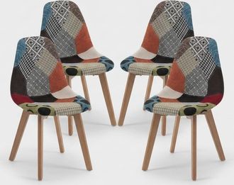 Aquadesign Set 4 Sedie Imbottite In Tessuto Patchwork Victoria