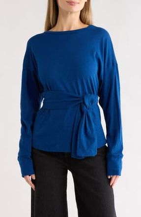 Go Couture Mock Neck Short Sleeve Sweater in Lyons Blue at Nordstrom Rack, Size X-Large