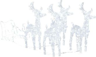 vidaXL Decoración navideña renos y trineo acrílico 280x28x55 cm vidaXL