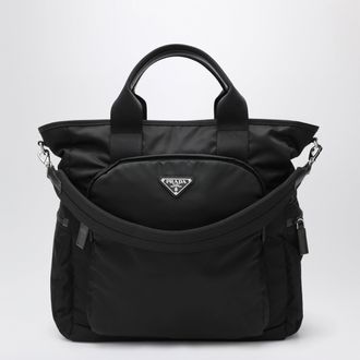 Prada Black Re-Nylon and Saffiano shopping bag