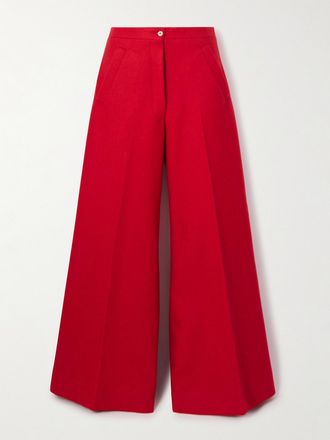 Giuliva Heritage Collection Pantaloni A Gamba Larga In Misto Lana E Mohair The Paola - Rosso