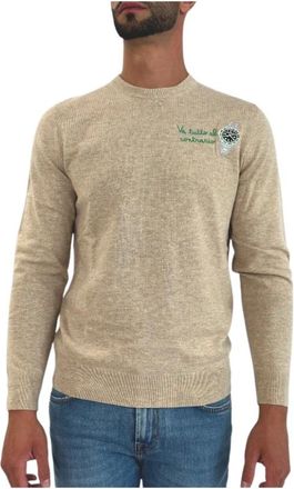 Saint Barth Maglione a girocollo Maglia rasata fn. 12 - Heren - Ronde hals truien - Beige - L - Wol - Truien & Vesten