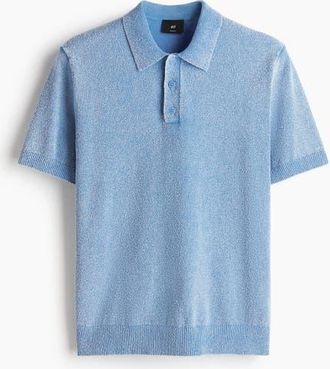 H&M Regular Fit Knitted Polo Shirt in Blue at Nordstrom, Size Xx-Large