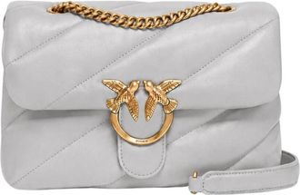 Pinko Classic Love Bag Puff - Dames - Schoudertassen - Grijs - ONE Size - Leer - Tassen