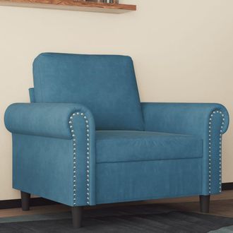 vidaXL Sill&oacute;n De Terciopelo Azul 60 Cm Vidaxl