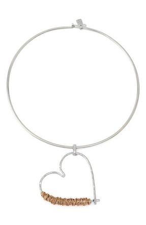 Robert Lee Morris Wire Wrap Heart Pendant Collar Necklace in Two Tone at Nordstrom