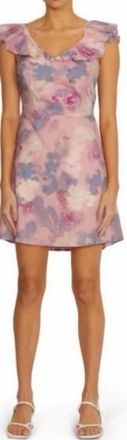 Wildfox Womens Blair Deep V Neck Ruffle Dress In Abstract Watercolor