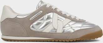 Veronica Beard Natalia Mixed Leather Low-Top Sneakers