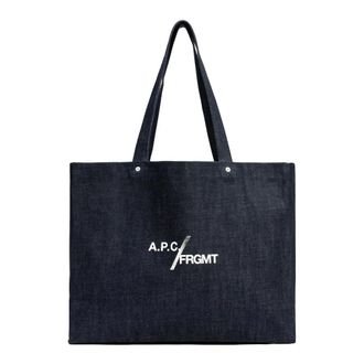 A.P.C. Tote Bags, male, Blue, Size: ONE SIZE Shopper Je Sors Ce Soir