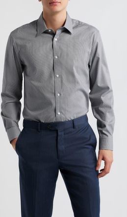 Daniel Hechter Modern Fit Grey Micropattern Cotton Dress Shirt at Nordstrom, Size 15.5