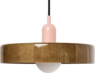 Beliani L&aacute;mpara Colgante De Vidrio Con Pantalla Circular Luminaria Moderna Verde Paala