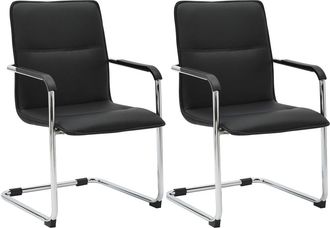 Clp Set de 2 sillas con patas de metal y asiento en Simil cuero Negro