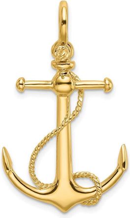 Diamond2Deal 14k Yellow Gold 3-D Anchor Long T Bar Shackle Bail Charm