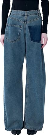 Maison Margiela Wide-Leg Patch Pocket Jeans - Dames - Loose Fit Jeans - Blauw - W29 - Katoen - Jeans
