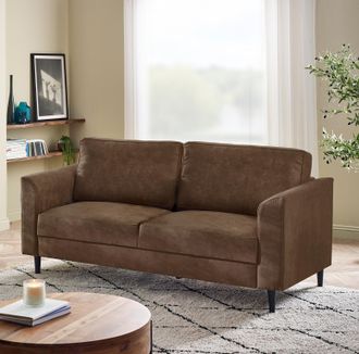 Furniturebox Logan Brown Faux Leather 3 Seater Sofa