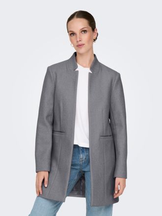Only Langmantel ONLY ONLNANCY LIFE SOHO COAT CC OTW, Damen, Gr. XS (34), grau (medium grau melange), Web, Obermaterial: 100% Polyester, unifarben, regular 