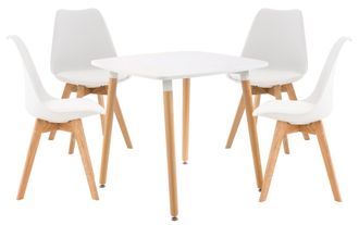 Clp Juego De Comedor Liborg Para Cuatro Personas Blanco