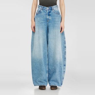Diesel Relaxed Jeans High Waist 1987 D-Khelz, Light blue, Button fly
