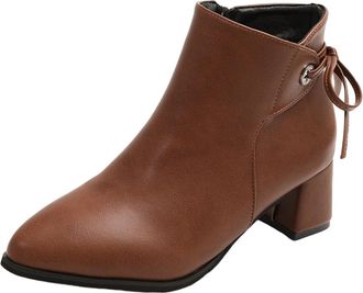 Generic Brown Womens Casual Boots with Pointed Toe and Lace Up for Comfortable Styling in Outdoor Adventures