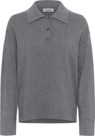 Soaked In Luxury Truien & Vesten, Dames, Grijs, M, Katoen, Grijze Melange Polo Pullover Trui