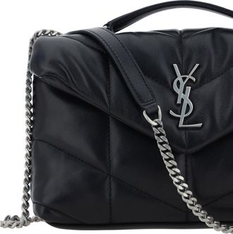 Saint Laurent Womens Mini Quilted Chevron Shoulder Bag Black Lambskin