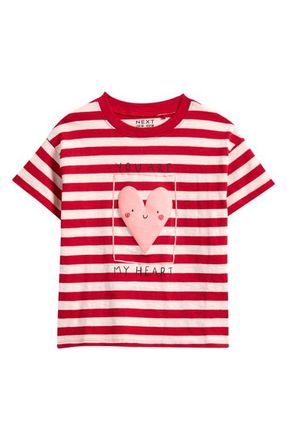 Next Kids Stripe Heart Cotton T-Shirt in Red at Nordstrom, Size 12-18M