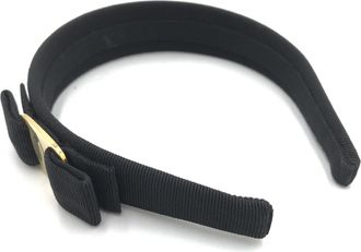Ferragamo Black Grosgrain Headband With Gold Womens Hardware (Pre-Owned)