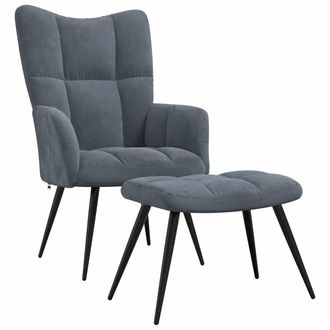 vidaXL Sill&oacute;n De Relax Con Taburete Terciopelo Gris Oscuro Vidaxl