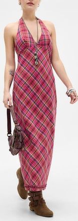 BDG Rita Plaid Halter Midi Dress in Red Check at Nordstrom, Size X-Small