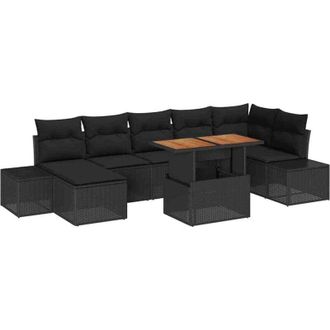 vidaXL Garden Sofa Set with Storage 8 pcs Black Poly rattan vidaXL