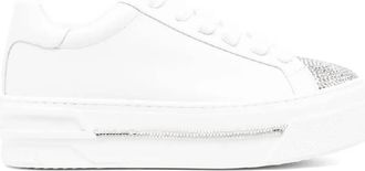 Rene Caovilla Xtra Crystal Embellished Leather Sneakers, Brand Size 35 ( US Size 5 )