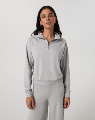 Vuori Clothing Halo Half Zip Jacket | Pale Grey Heather | XS, Size Extra Small