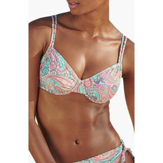 Lascana Womens Paisley Print Underwire Bikini Top Size 38DD in Mint Printed at Nordstrom