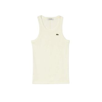 Lacoste Tops, Dames, Wit, XS, Katoen, Slim Fit Katoenen Tanktop
