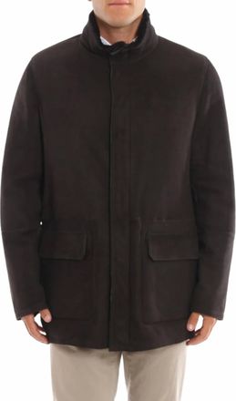 Moorer Shearling Stand Collar Field Jacket In Brown
