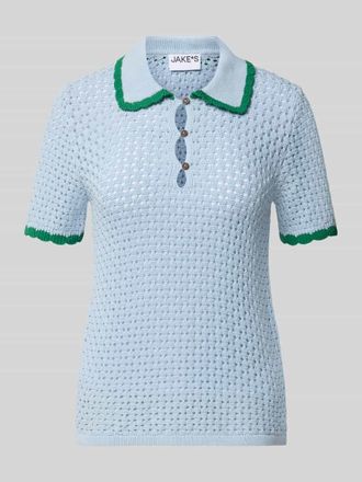 Jake*s Casual Slim Fit Poloshirt in Strick-Optik in Hellblau, Gr&ouml;&szlig;e XXL