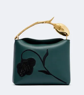 Erdem Bloom Mini embroidered leather top-handle bag