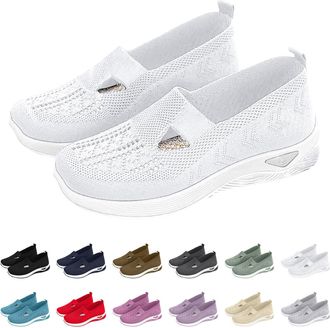 Generic Womens Comfort Walking Shoes, Woven Lightweight Breathable Orthopedic Sneakers with Soft Sole, Wide Fit Shoes Womens Comfortable Breathable Arch Suppo