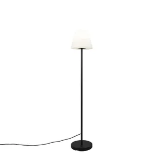 QAZQA Dise&ntilde;o L&aacute;mpara De Pie De Exterior Negra Con Pantalla Blanca Ip65 25 Cm - Virginia Acero /pl&aacute;stico /aluminio Alargada Adecuado Para Led Max. 1 X 23 Wat