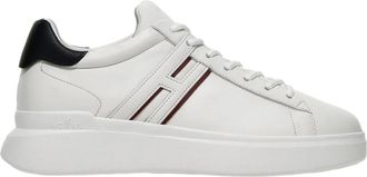 Hogan White Leather Embossed Accent Sneakers