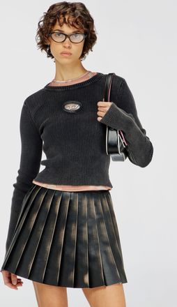 Diesel Cropped jumper with cut-out logo - Tops - Woman - Black