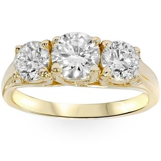 Pompeii3 2ct 3-Stone Diamond Engagement 14K Yellow Gold Round Brilliant Cut Size Selectable