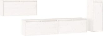 vidaXL Muebles Para Tv 4 Piezas Madera Maciza De Pino Blanco Vidaxl