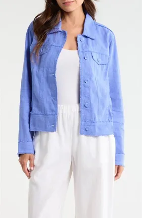 Tommy Bahama Two Palms Linen Raw Edge Jacket in Blue Cove at Nordstrom, Size X-Large