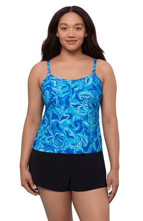 Trimshaper Farrah Scoopneck Swim Romper in Tumbled Paisley at Nordstrom, Size 10