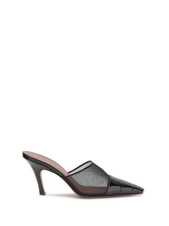 Amina Muaddi Black Jamie Mesh Mules