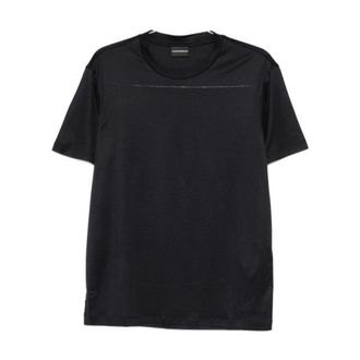Emporio Armani T-Shirts, male, Blue, Size: 2XL Crew Neck T-Shirt
