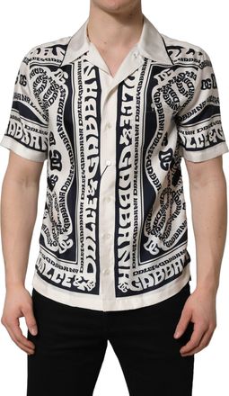 Dolce & Gabbana Mens Black White Logo Bandana Short Sleeves Shirt And Silk