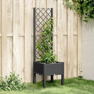 vidaXL Garden Planter with Trellis Black 40x40x142 cm PP vidaXL